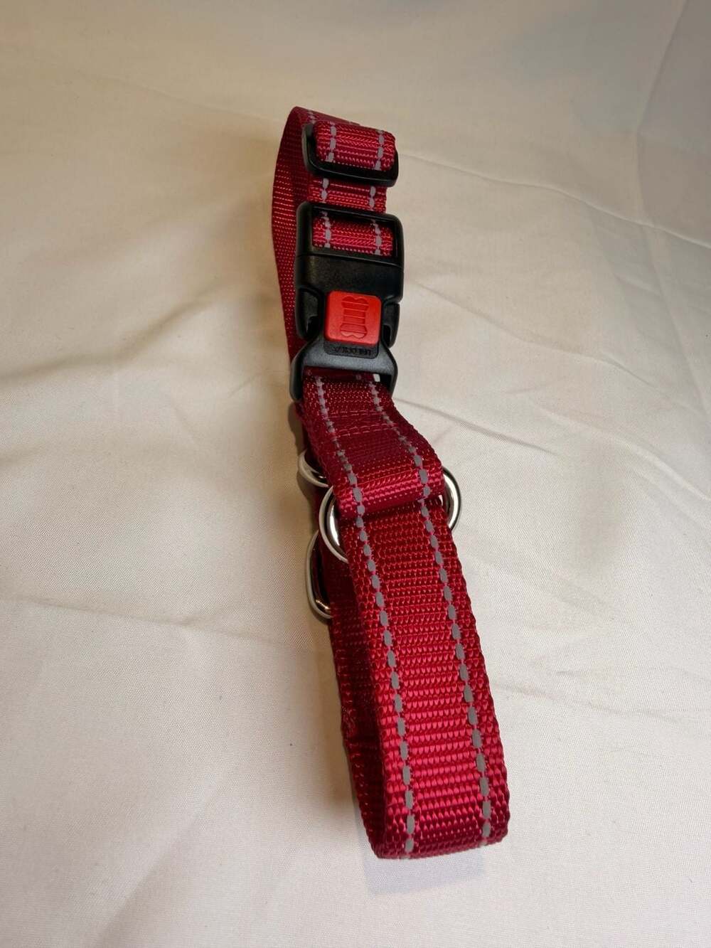 Reflective Nylon Dog Collar Red Adjustable